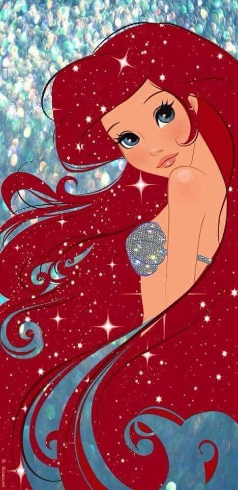 Papel de Parede Ariel com cabelo brilhando