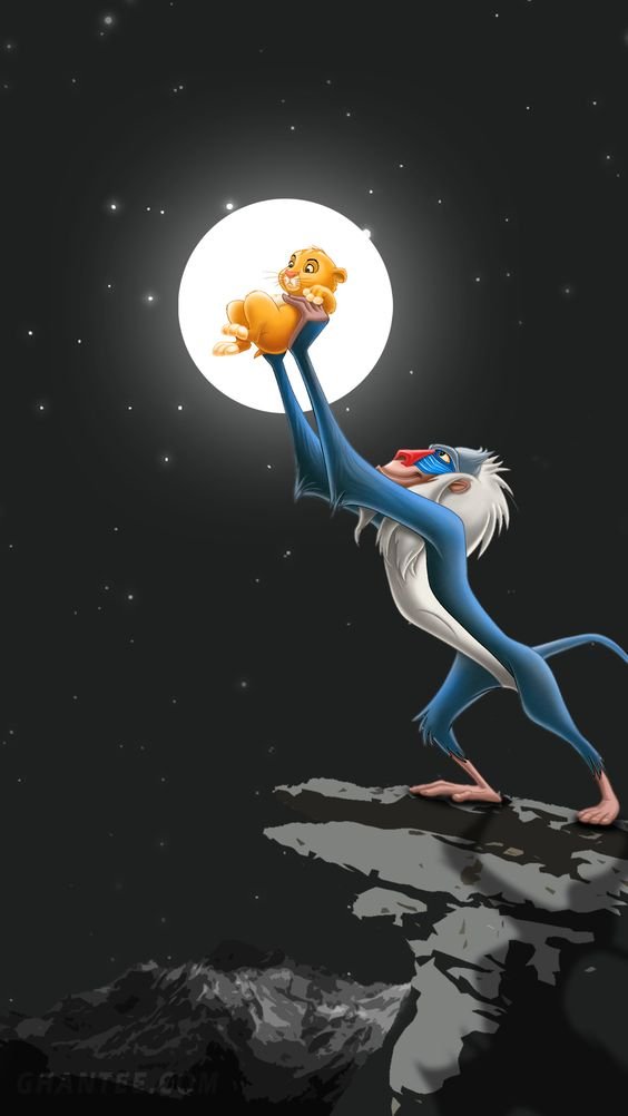 Papel de Parede Rafiki erguendo Simba