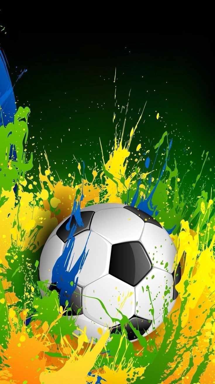Design com Fundo Verde e Bola de Futebol em banho de tinta