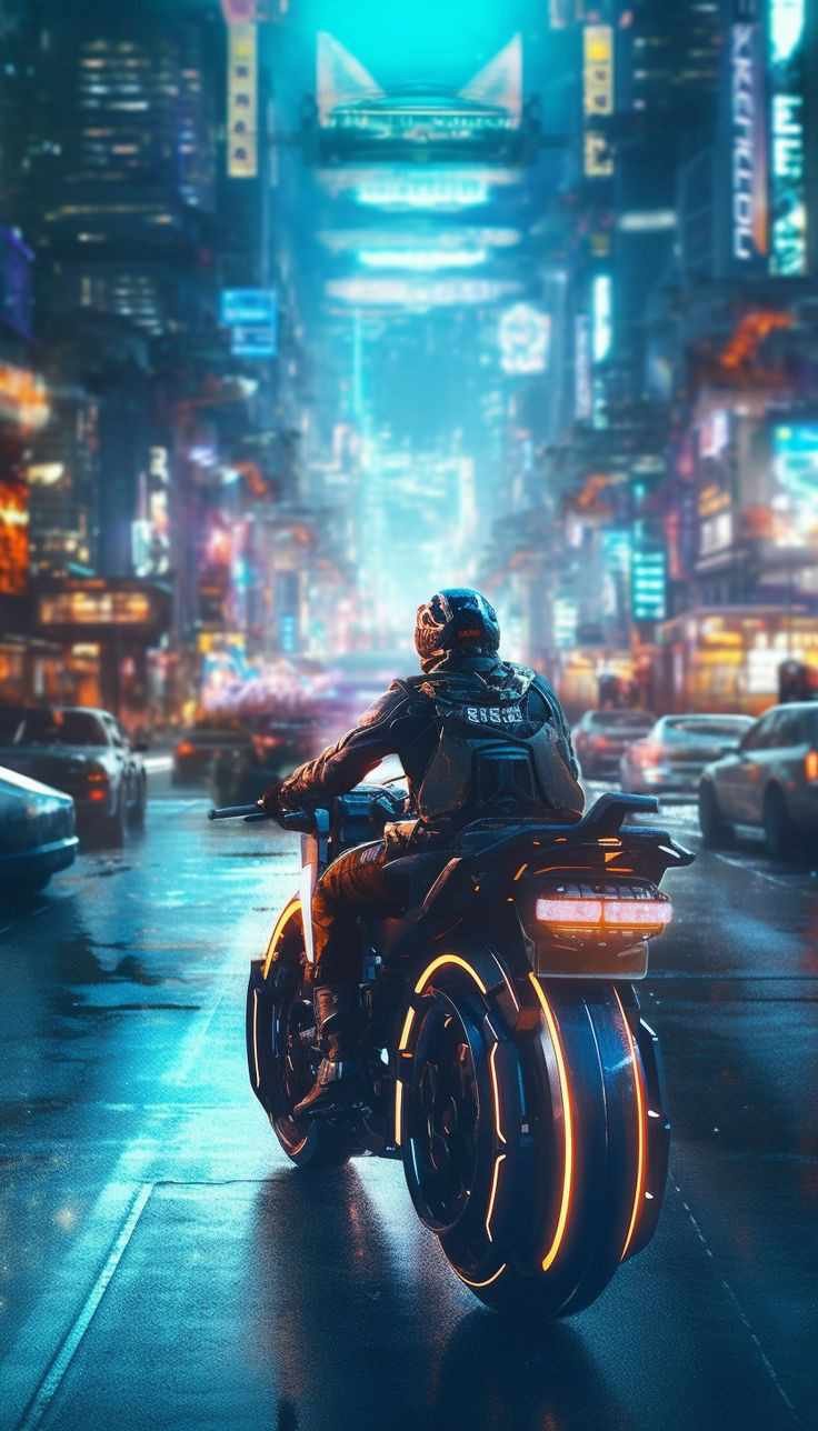 Moto do Futuro na Cidade Iluminada