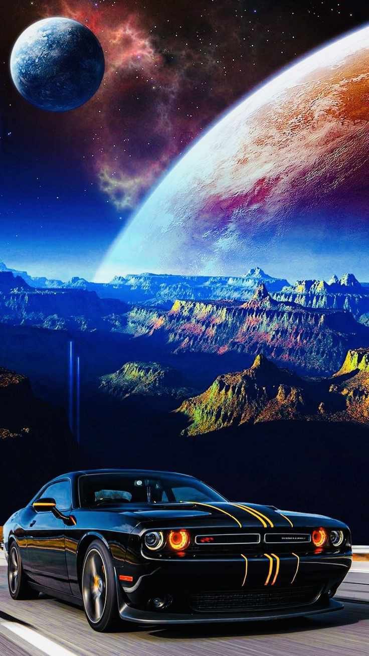 Carro e uma bela vista do Espaço